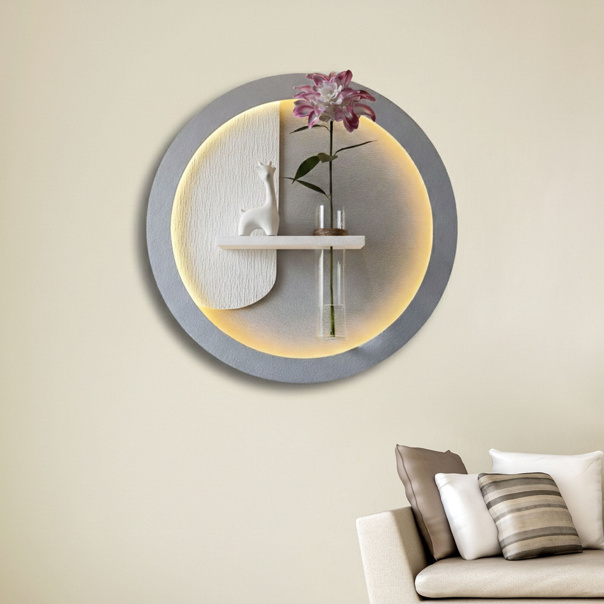 Designer LED Wall Art Panel with Floating Vase Holder