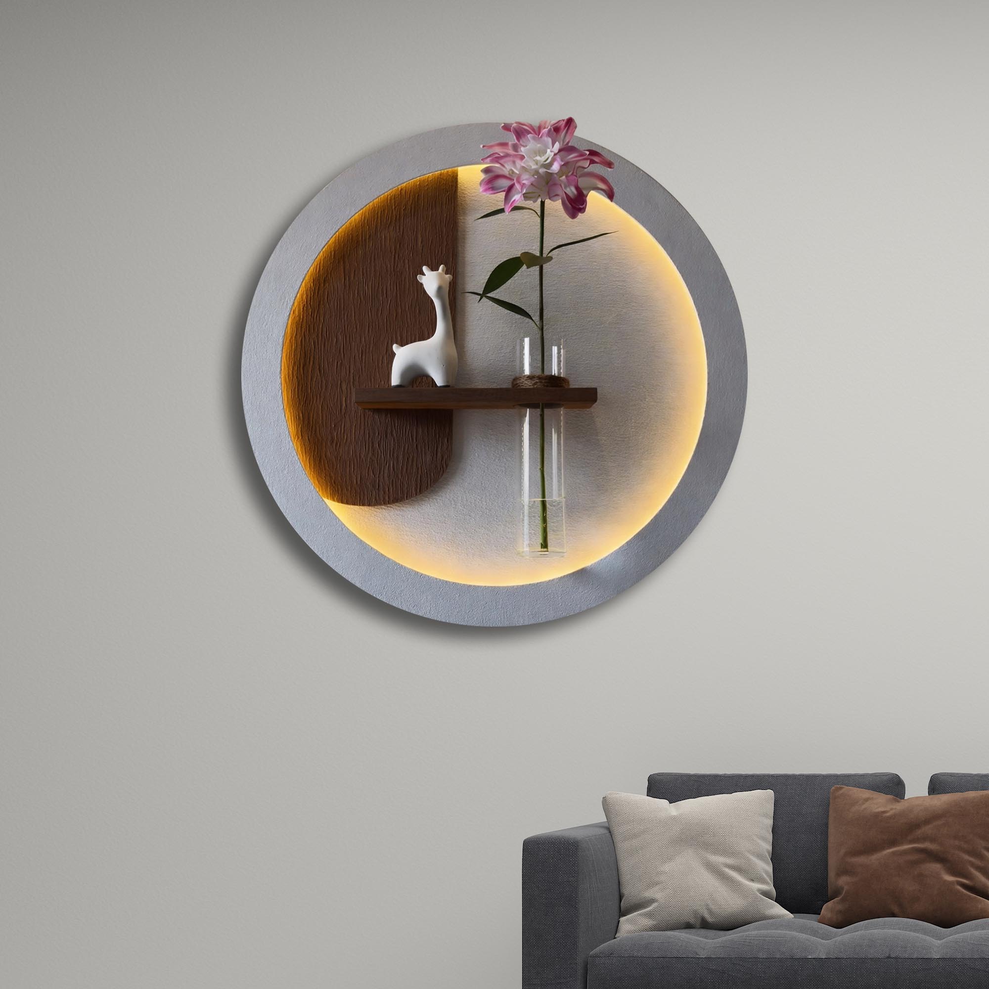 Designer LED Wall Art Panel with Floating Vase Holder