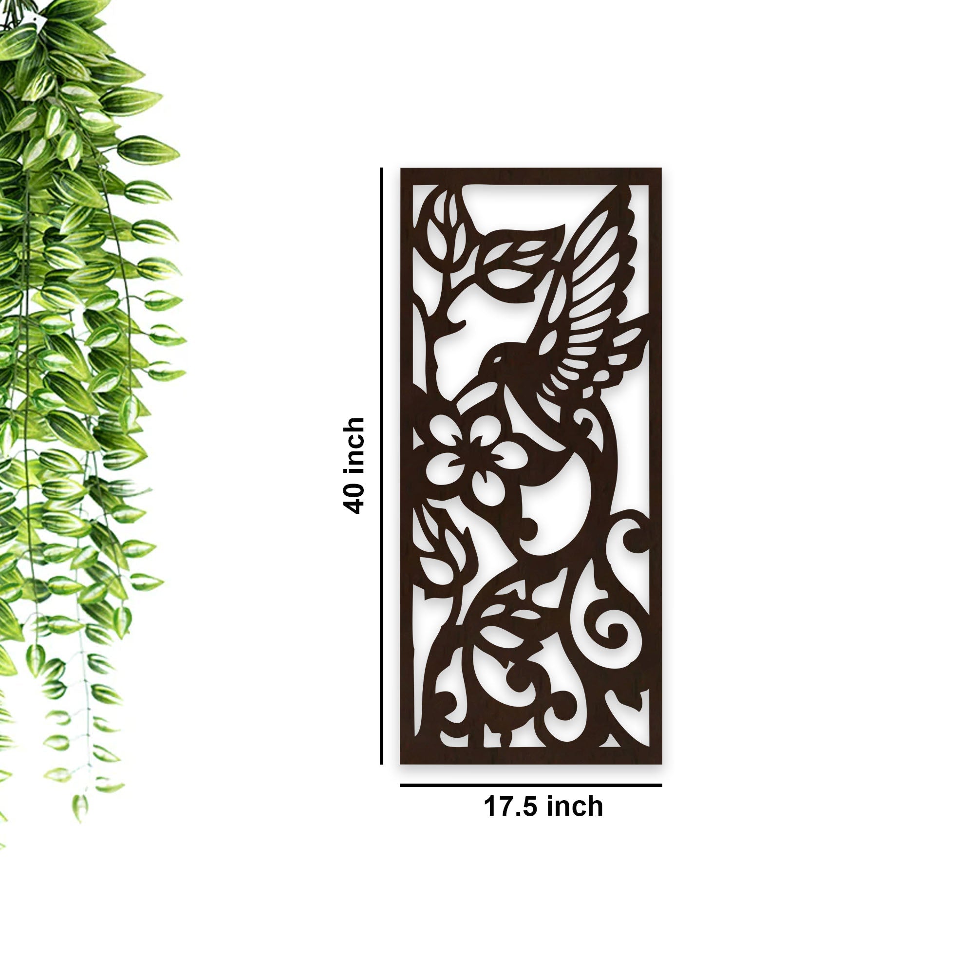 Beautiful Bird with Flower Backlit Wooden Wall Hanging with LED Night Light Walnut Finish